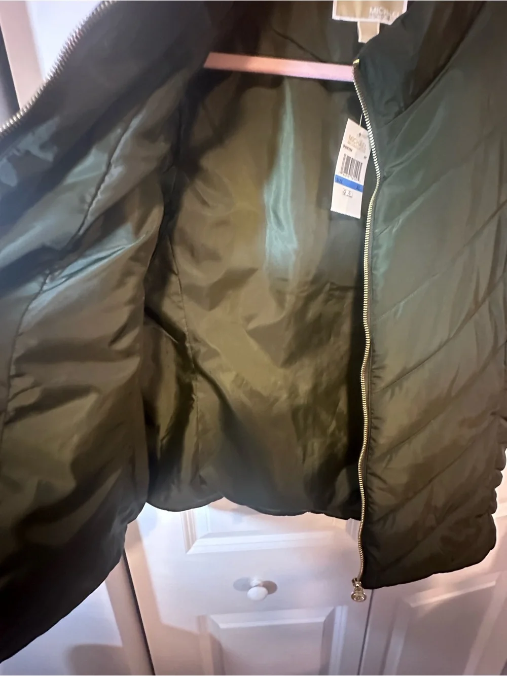Michael Kors Ivy Green Chevron Quilted Puffer Vest XL NWT